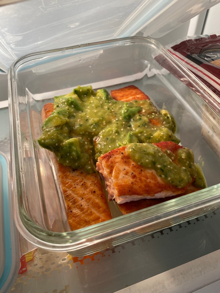 Salmon with tomatilloavocado salsa What's in the fridge?